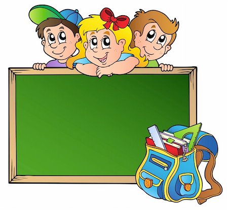 simsearch:400-05896424,k - Board with children and school bag - vector illustration. Stock Photo - Budget Royalty-Free & Subscription, Code: 400-04334523