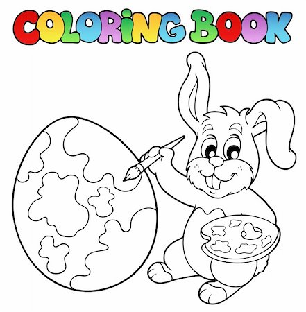 simsearch:400-05880757,k - Coloring book with bunny artist - vector illustration. Stock Photo - Budget Royalty-Free & Subscription, Code: 400-04334534