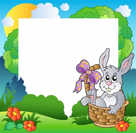 simsearch:400-04311436,k - Easter frame with bunny in basket - vector illustration. Stock Photo - Budget Royalty-Free & Subscription, Code: 400-04334551