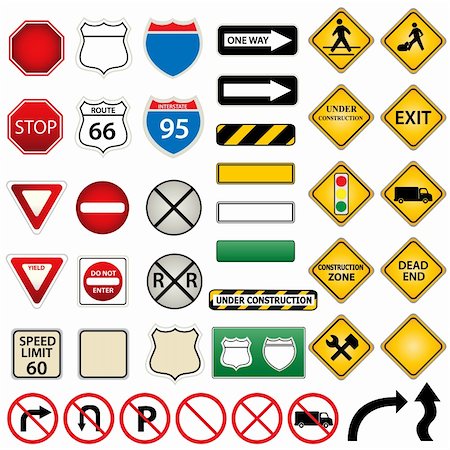 Various road and traffic signs Stock Photo - Budget Royalty-Free & Subscription, Code: 400-04334699