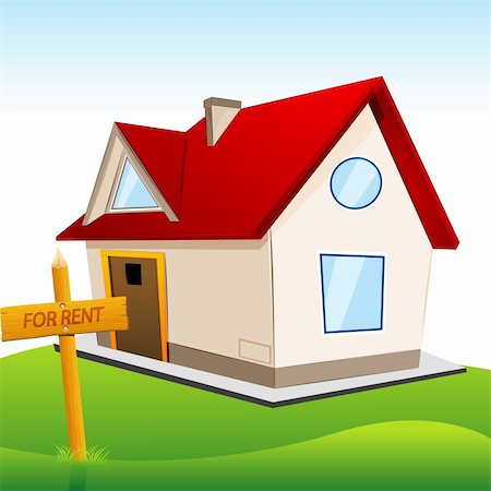 simsearch:400-04786259,k - illustration of house with for rent board on grassland Stock Photo - Budget Royalty-Free & Subscription, Code: 400-04334967