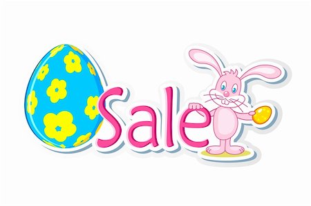 flower sale - illustration of bunny holding easter egg and sale tag Stock Photo - Budget Royalty-Free & Subscription, Code: 400-04335000