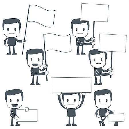 protester holding sign - Vector illustration of a simple cute characters for use in presentations, manuals, design, etc. Stock Photo - Budget Royalty-Free & Subscription, Code: 400-04335633