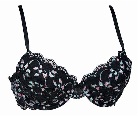 simsearch:400-04313375,k - Black bra with pattern in the manner of floweê isolated on white Photographie de stock - Aubaine LD & Abonnement, Code: 400-04335684