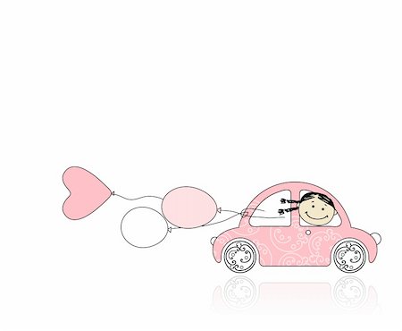 simsearch:400-04837197,k - Smiling girl behind wheel pink car for your design Stock Photo - Budget Royalty-Free & Subscription, Code: 400-04336099