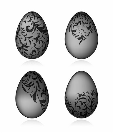 Easter eggs black with floral ornament for your design Stock Photo - Budget Royalty-Free & Subscription, Code: 400-04336137