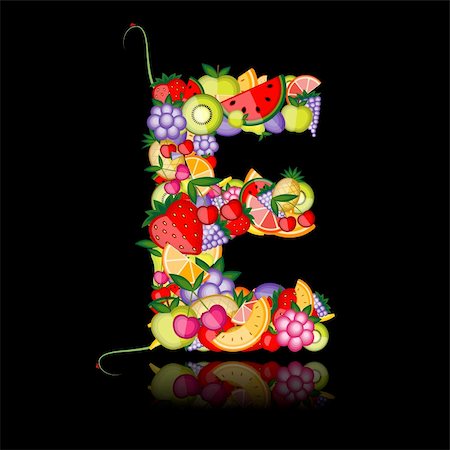 simsearch:400-04336402,k - Fruit letter for your design. See others in my gallery Photographie de stock - Aubaine LD & Abonnement, Code: 400-04336312