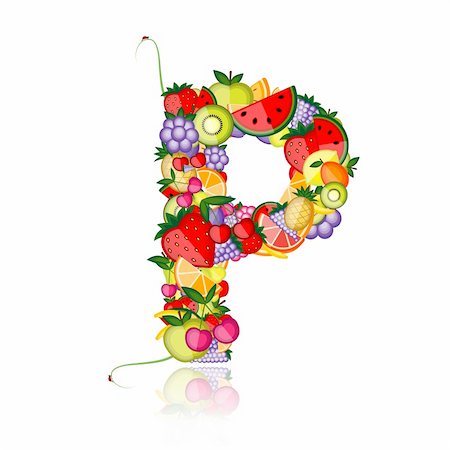 simsearch:400-04336402,k - Fruit letter for your design. See others in my gallery Photographie de stock - Aubaine LD & Abonnement, Code: 400-04336357