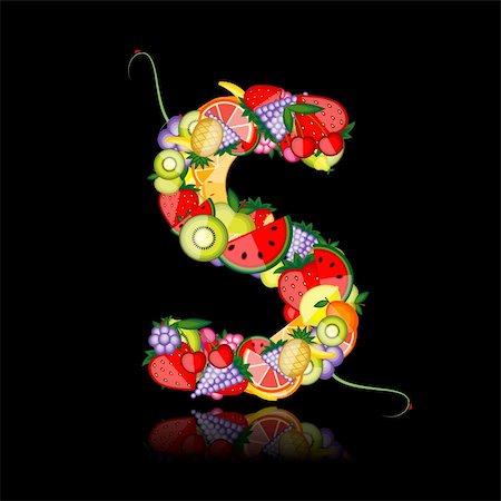 simsearch:400-04336402,k - Fruit letter for your design. See others in my gallery Photographie de stock - Aubaine LD & Abonnement, Code: 400-04336372