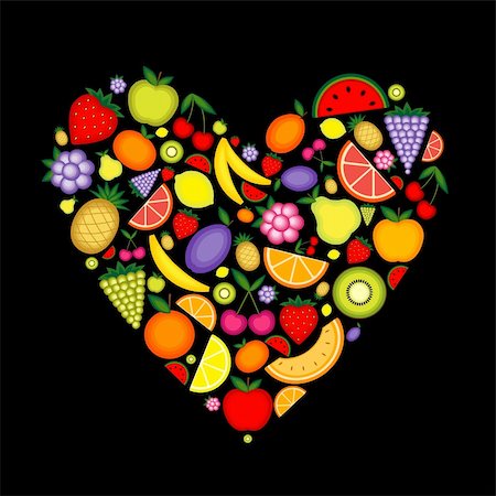 simsearch:400-04336402,k - Energy fruit heart shape for your design Photographie de stock - Aubaine LD & Abonnement, Code: 400-04336406