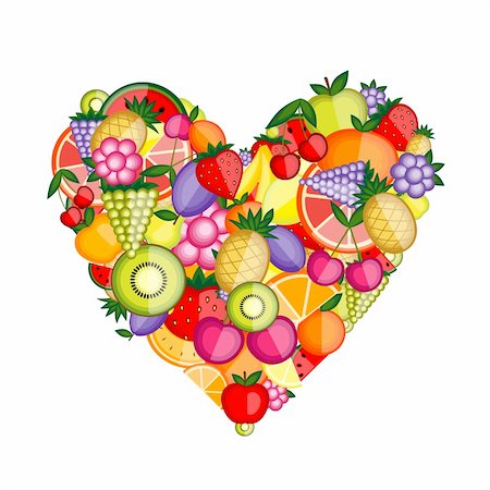simsearch:400-04336402,k - Energy fruit heart shape for your design Photographie de stock - Aubaine LD & Abonnement, Code: 400-04336410
