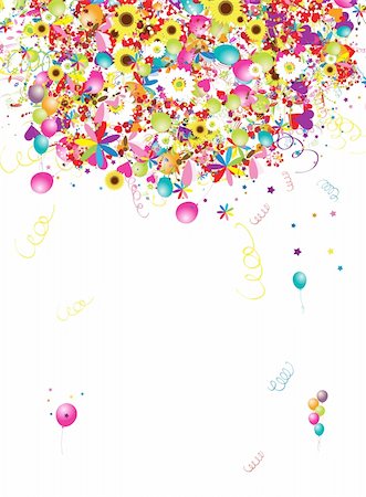 falling confetti - Happy holiday, funny background with balloons for your design Stock Photo - Budget Royalty-Free & Subscription, Code: 400-04336443