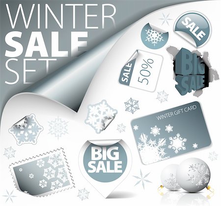 simsearch:400-04659792,k - Set of silver winter discount tickets, labels, stamps, stickers, corners, tags (vector) Stock Photo - Budget Royalty-Free & Subscription, Code: 400-04336871
