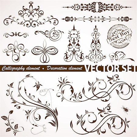 Collect Calligraphic and Floral element for design, vector illustration Foto de stock - Super Valor sin royalties y Suscripción, Código: 400-04336907