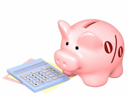 simsearch:400-05730304,k - Piggy bank and calculator. Objects isolated over white Stock Photo - Budget Royalty-Free & Subscription, Code: 400-04337193