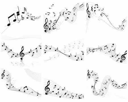 simsearch:400-06106160,k - Vector musical note staff background set for design use Stock Photo - Budget Royalty-Free & Subscription, Code: 400-04337388