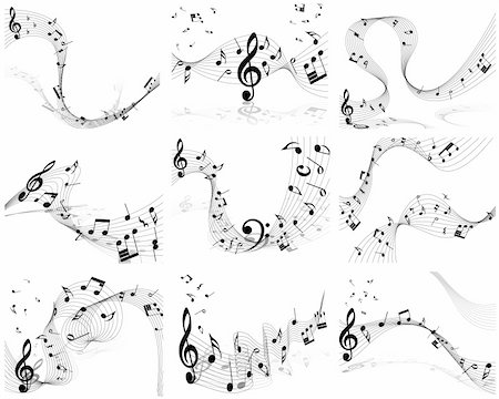 simsearch:400-06106160,k - Vector musical note staff background set for design use Stock Photo - Budget Royalty-Free & Subscription, Code: 400-04337383