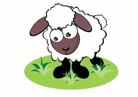 Cartoon Sheep on the meadow. Illustration for design Stock Photo - Budget Royalty-Free & Subscription, Code: 400-04337498