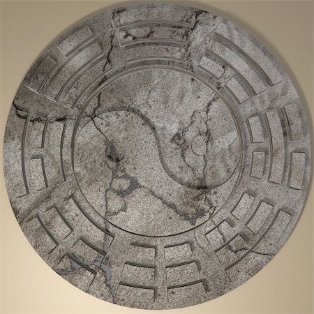 simsearch:400-04744928,k - It's a render of Ancient Stone YinYang sign 3D with high resolution. Stock Photo - Budget Royalty-Free & Subscription, Code: 400-04337518