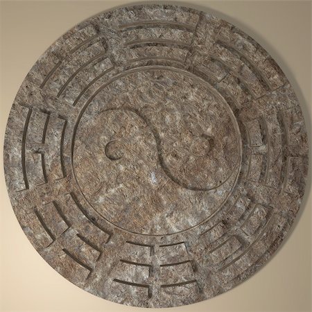 simsearch:400-04744928,k - It's a render of Ancient Stone YinYang sign 3D with high resolution. Stock Photo - Budget Royalty-Free & Subscription, Code: 400-04337519