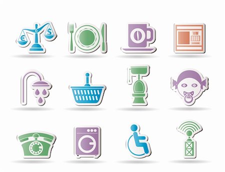 Roadside, hotel and motel services icons  - vector icon set Stock Photo - Budget Royalty-Free & Subscription, Code: 400-04337854