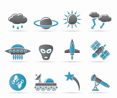 simsearch:400-04378006,k - Astronautics and Space and universe Icons - Vector Icon Set Stock Photo - Budget Royalty-Free & Subscription, Code: 400-04337870