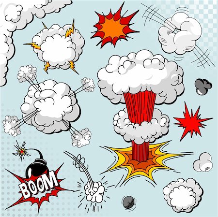 puff - Comic book explosion elements for your design Foto de stock - Super Valor sin royalties y Suscripción, Código: 400-04337941