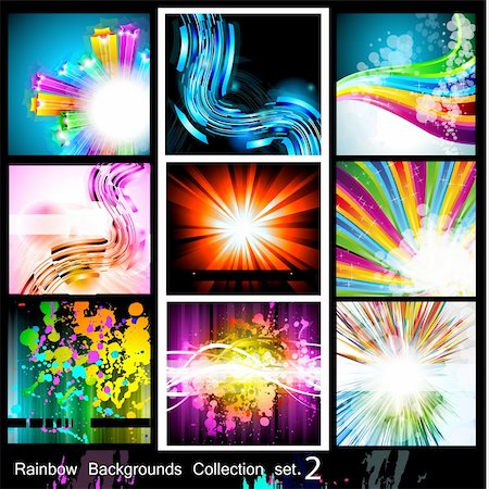 Rainbow Backgrounds Collection - 9 Flyer or brochures with colorful abstract motive - Set 2 Stock Photo - Budget Royalty-Free & Subscription, Code: 400-04338649