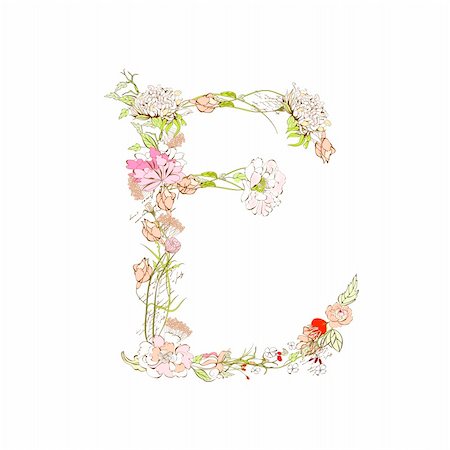 Spring floral font, Letter E Stock Photo - Budget Royalty-Free & Subscription, Code: 400-04339665