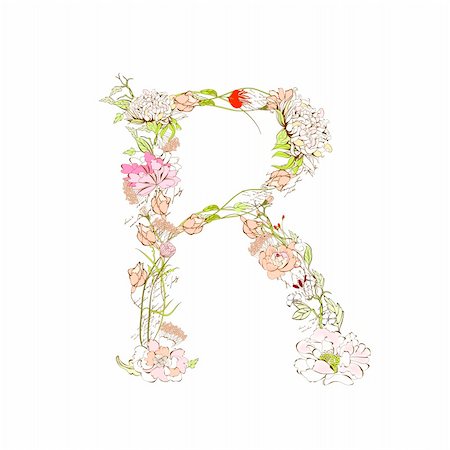 Spring floral font, Letter R Photographie de stock - Aubaine LD & Abonnement, Code: 400-04339694