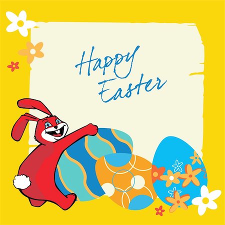 simsearch:400-05672742,k - Vector illustration -The rabbit and colourful Easter eggs on a yellow background Stock Photo - Budget Royalty-Free & Subscription, Code: 400-04339870