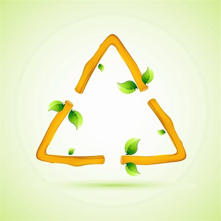 illustration of wooden recycle symbol with leaf on abstract background Stock Photo - Budget Royalty-Free & Subscription, Code: 400-04330284