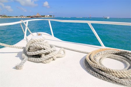 Boat white bow in tropical Caribbean sea summer relax vacations Stock Photo - Budget Royalty-Free & Subscription, Code: 400-04330500