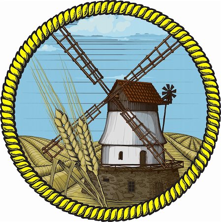 simsearch:400-05319608,k - label windmill drawn in a woodcut like method Stock Photo - Budget Royalty-Free & Subscription, Code: 400-04330818