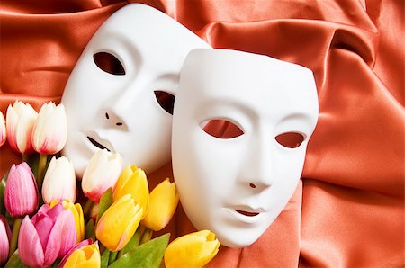Theatre concept with the white plastic masks Stock Photo - Budget Royalty-Free & Subscription, Code: 400-04331162