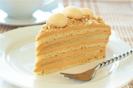 simsearch:400-04764403,k - Caramel medovik cake made of honey and caramel cream with coffee Stock Photo - Budget Royalty-Free & Subscription, Code: 400-04331187