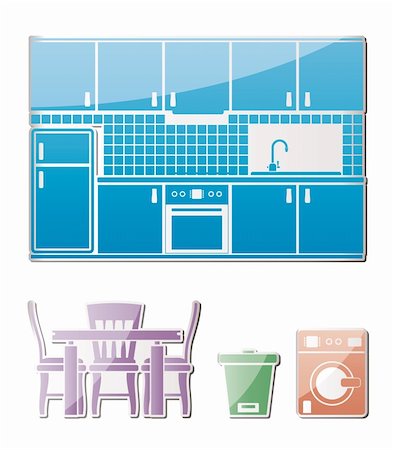 kitchen objects, furniture and equipment - vector illustration Photographie de stock - Aubaine LD & Abonnement, Code: 400-04331231