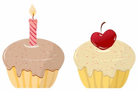 two cakes on a white background. Vector illustration Stock Photo - Budget Royalty-Free & Subscription, Code: 400-04331307