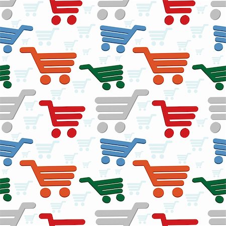 simsearch:400-04321973,k - Seamless shop background with shop cart. Vector illustration. Stock Photo - Budget Royalty-Free & Subscription, Code: 400-04331421
