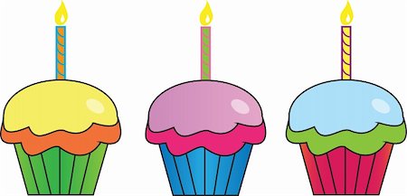 simsearch:400-04764403,k - Cute birthday cupcakes with candles Stock Photo - Budget Royalty-Free & Subscription, Code: 400-04331445