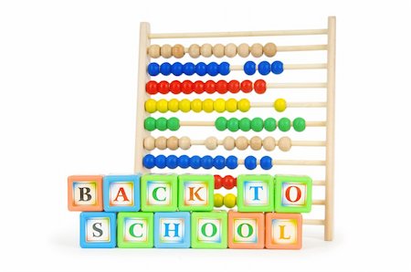 simsearch:400-04331637,k - Alphabet blocks and abacus isolated on white Stock Photo - Budget Royalty-Free & Subscription, Code: 400-04331477