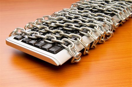 firewall white guard - Computer security concept with keyboard and chain Stock Photo - Budget Royalty-Free & Subscription, Code: 400-04331482