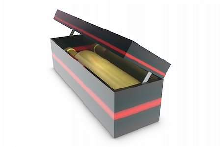 simsearch:400-04226436,k - Wine gift box with golden bottle on white background Stock Photo - Budget Royalty-Free & Subscription, Code: 400-04332655