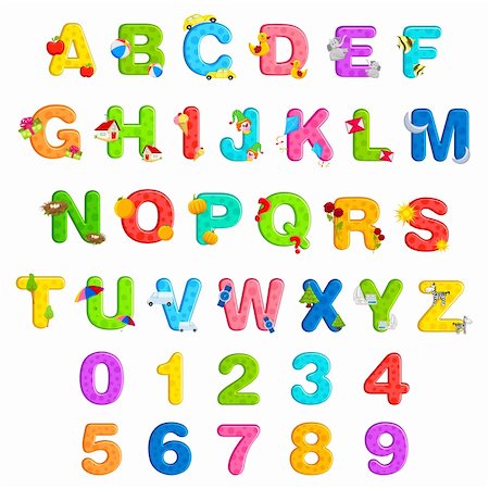 simsearch:400-04322747,k - illustration of alphabet set with associate objects and number on isolated background Stock Photo - Budget Royalty-Free & Subscription, Code: 400-04344526