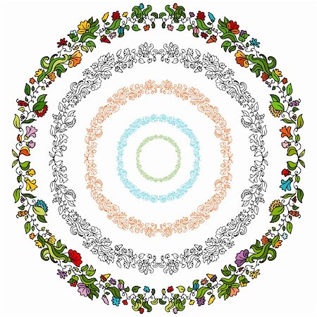 round flower designs - An image of a set of flower design elements in a circular shape. Stock Photo - Budget Royalty-Free & Subscription, Code: 400-04344594