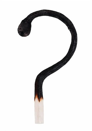 Burned match in shape of question sign isolated on white background Stock Photo - Budget Royalty-Free & Subscription, Code: 400-04344790