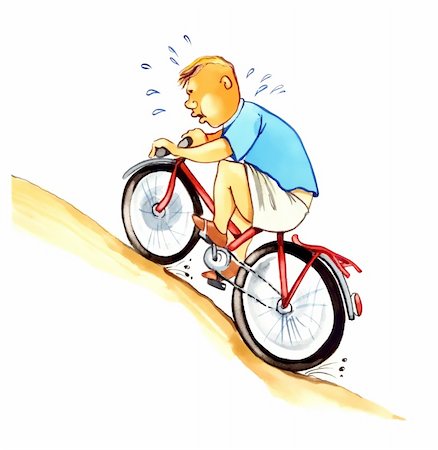 fat man exercising - illustration of overweight boy on bicycle Stock Photo - Budget Royalty-Free & Subscription, Code: 400-04345163