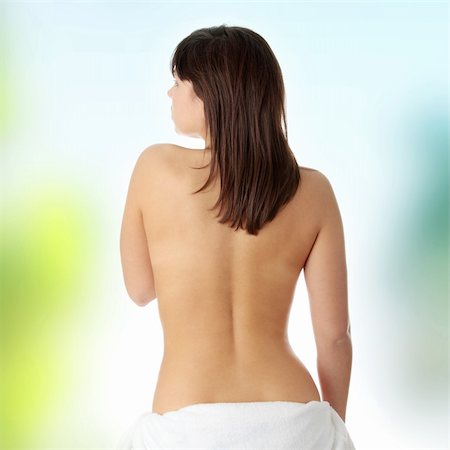 simsearch:400-06137898,k - Young beautiful woman topless, in towel, view from back Foto de stock - Super Valor sin royalties y Suscripción, Código: 400-04345823