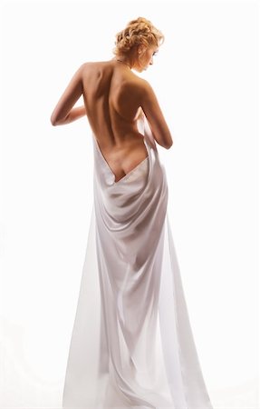 simsearch:400-04130120,k - naked beautiful woman in a sheet on a white background Stock Photo - Budget Royalty-Free & Subscription, Code: 400-04346129