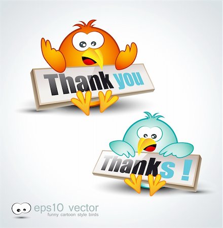 Funny Cartoon Birds 3D icon to say "Thank you" Stock Photo - Budget Royalty-Free & Subscription, Code: 400-04347209